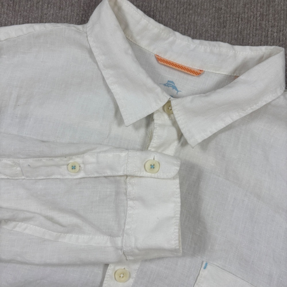 Tommy Bahama Relax White Long Sleeve Linen Button‎ Down Men's Size XXL EUC